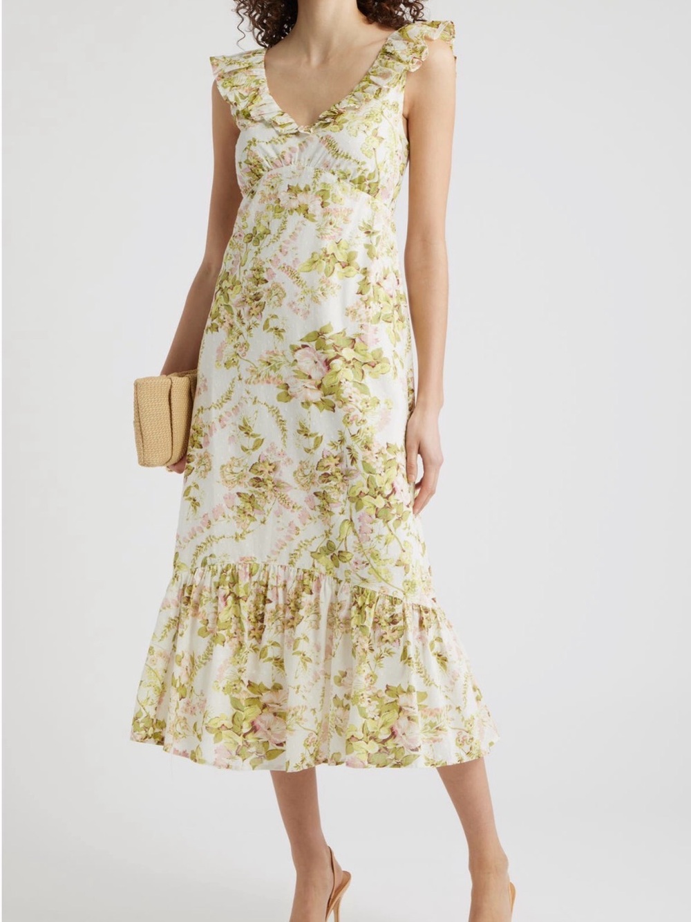 Chelsea28 Floral Cotton Cream Tiered Midi Dress